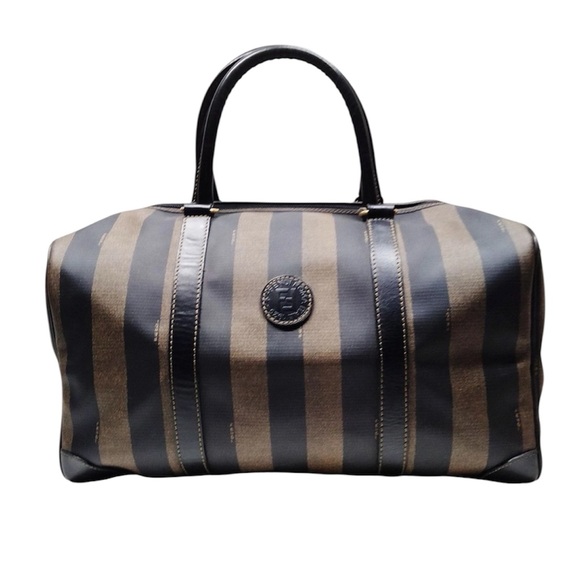 Authentic Fendi Black and Brown Striped Satchel - Picture 1 of 8